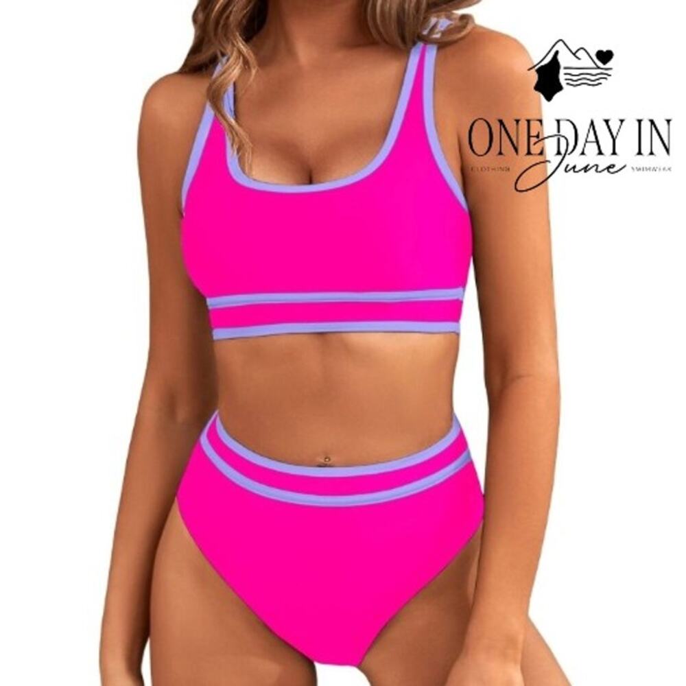 Blooming Jelly High Waist Crop Bikini Swimsuit Size M